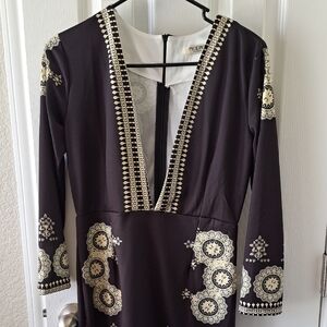 Black and Gold Long Sleeve Dress